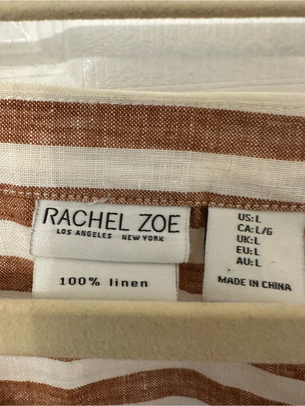Rachel Zoe Linen Striped Top in White and Rust - Picture 3 of 4